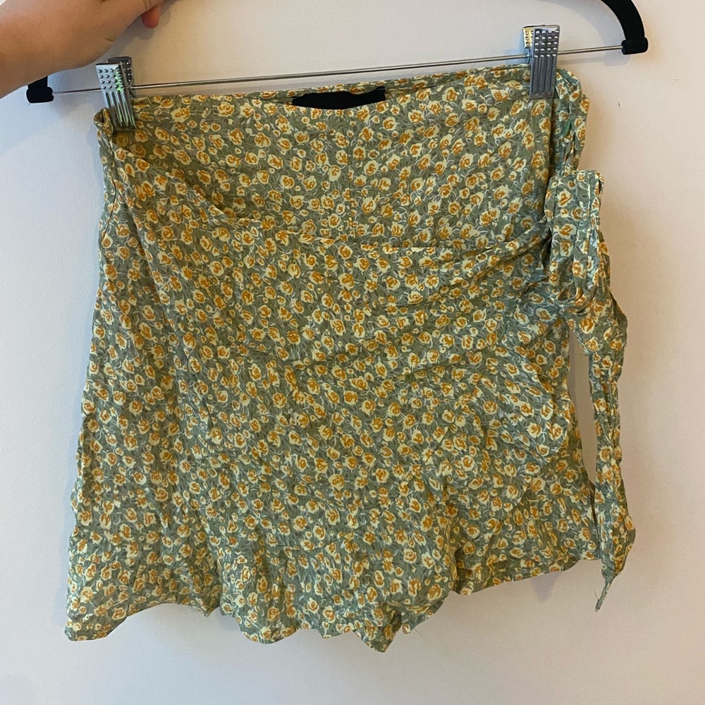 Blue Life Floral Mini Skirt